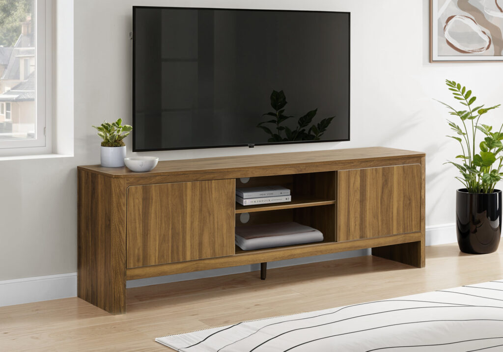 Tv Stand, 72 Inch, Console, Media Entertainment Center, Storage Cabinet, Living Room, Bedroom, Dark Walnut Laminate, Contemporary, Modern