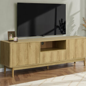 Tv Stand, 72 Inch, Console, Storage Cabinet, Storage Drawer, Media Entertainment Center, Living Room, Bedroom, Light Walnut Laminate, Mid Century