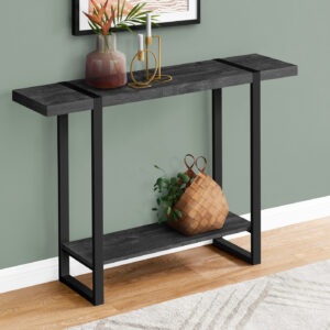Accent Table, Console, Entryway, Narrow, Sofa, Living Room, Bedroom, Black Laminate, Black Metal, Contemporary, Modern