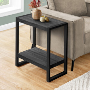 Accent Table, 24"H, Side, End, Nightstand, Lamp, Living Room, Bedroom, Black Laminate, Black Metal, Contemporary, Modern