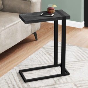 Accent Table, 25"H, C-shaped, End, Side, Snack, Living Room, Bedroom, Black Laminate, Black Metal, Contemporary, Modern