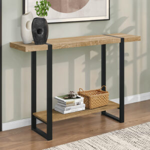 Accent Table, Console, Entryway, Narrow, Sofa, Living Room, Bedroom, Mango Wood-look Laminate, Black Metal, Contemporary, Modern