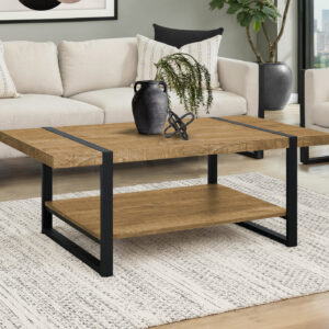 Coffee Table, Accent, Cocktail, Rectangular, Living Room, 48"L, Mango Wood-look, Black Metal, Contemporary, Modern