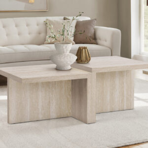 Travertine travertine stone two tier coffee table