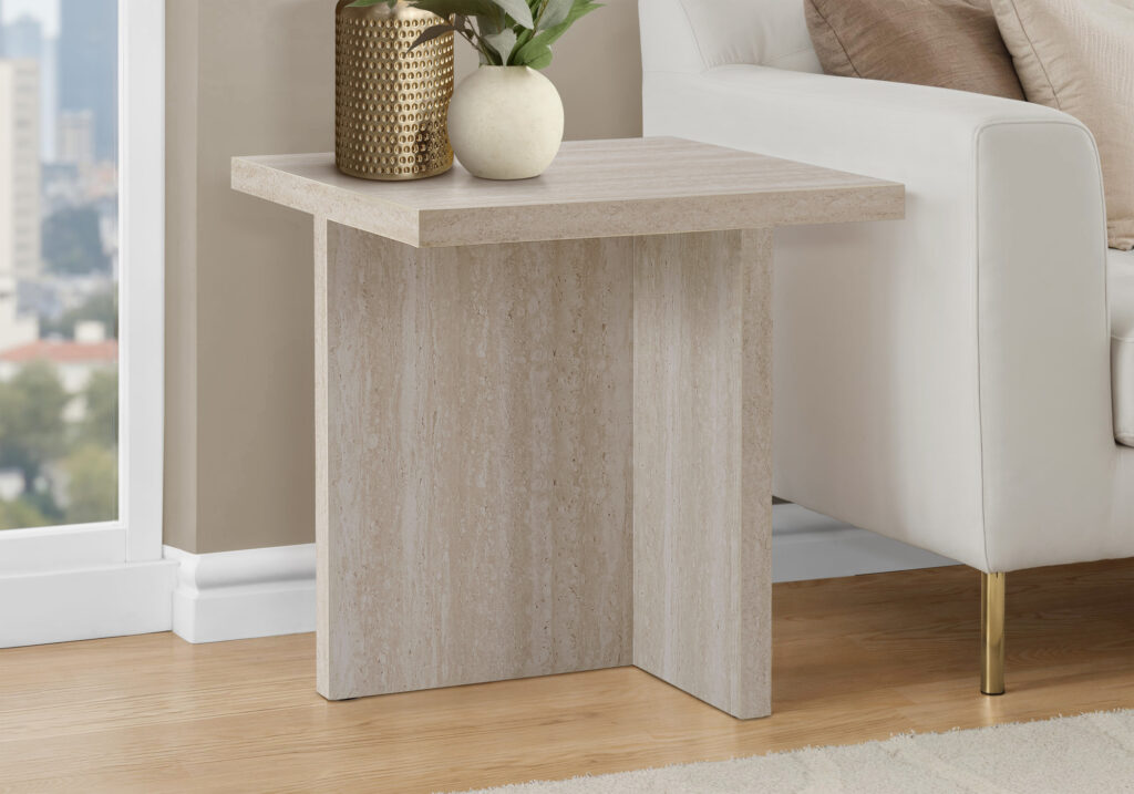 Travertine travertine stone end accent table