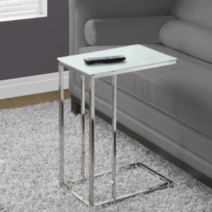 Chrome metal glass chrome frosted accent table