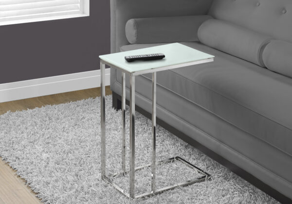 Chrome metal glass chrome frosted accent table