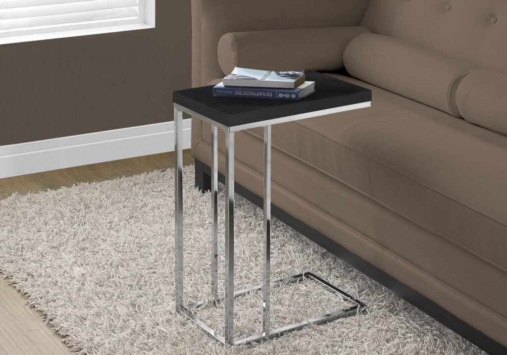 Espresso metal chrome accent table
