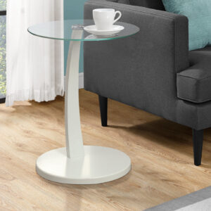 White bentwood glass accent table