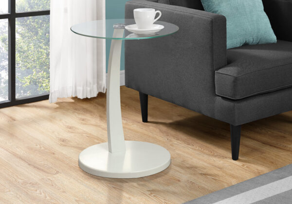 White bentwood glass accent table
