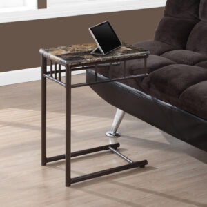 Espresso marble metal bronze accent table