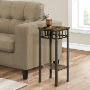 Espresso marble metal bronze accent table