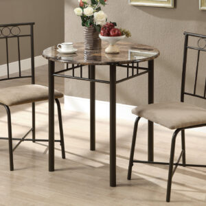 Espresso marble metal 3-piece bronze dining set