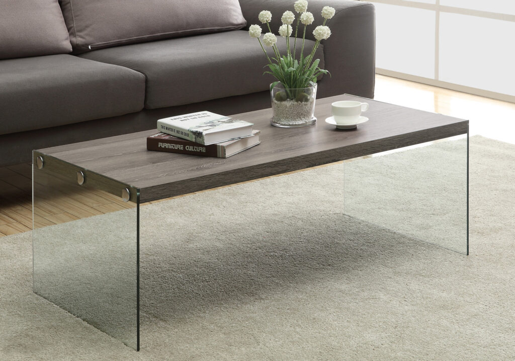 Dark taupe glass coffee table