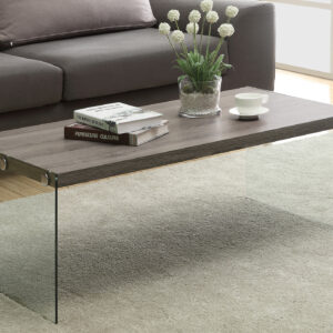 Dark taupe glass coffee table