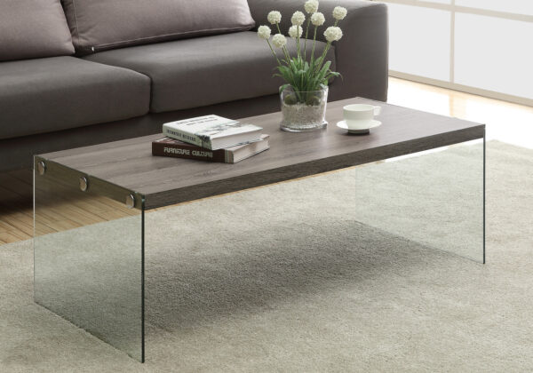 Dark taupe glass coffee table