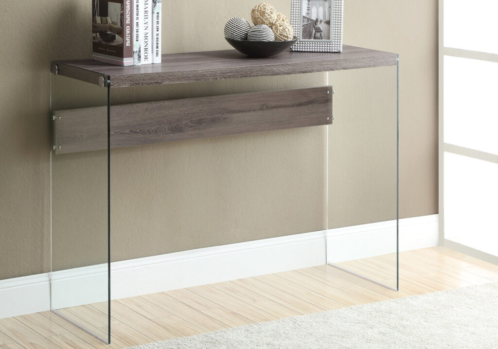 Dark taupe glass accent table