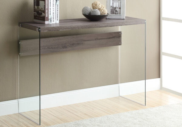 Dark taupe glass accent table