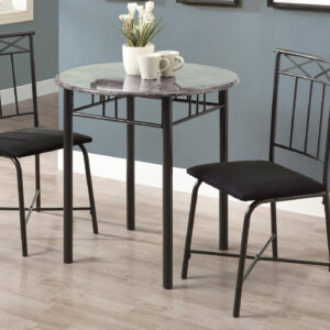 Grey charcoal marble metal 3-piece dining set