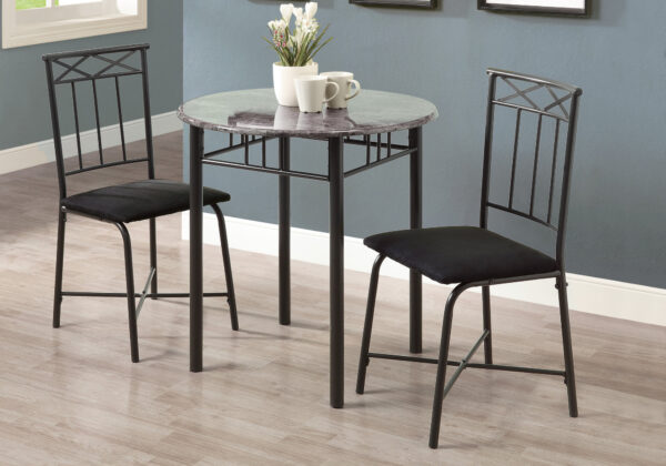 Grey charcoal marble metal 3-piece dining set