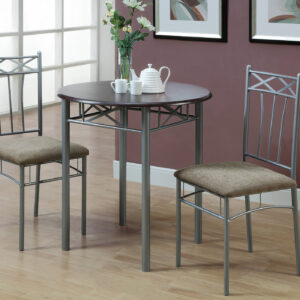 Espresso silver metal 3-piece dining set
