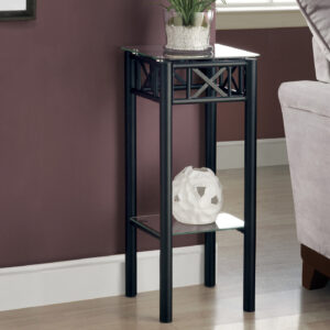 Black metal glass accent table