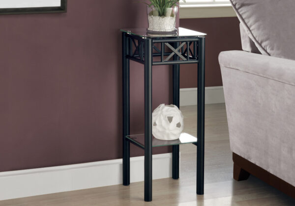Black metal glass accent table