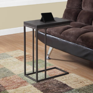 Accent Table, C-shaped, End, Side, Snack, Living Room, Bedroom, Brown Laminate, Brown Metal, Contemporary, Modern