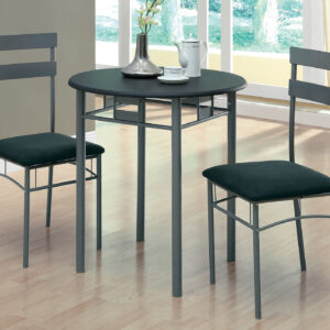 Black silver metal 3-piece dining set