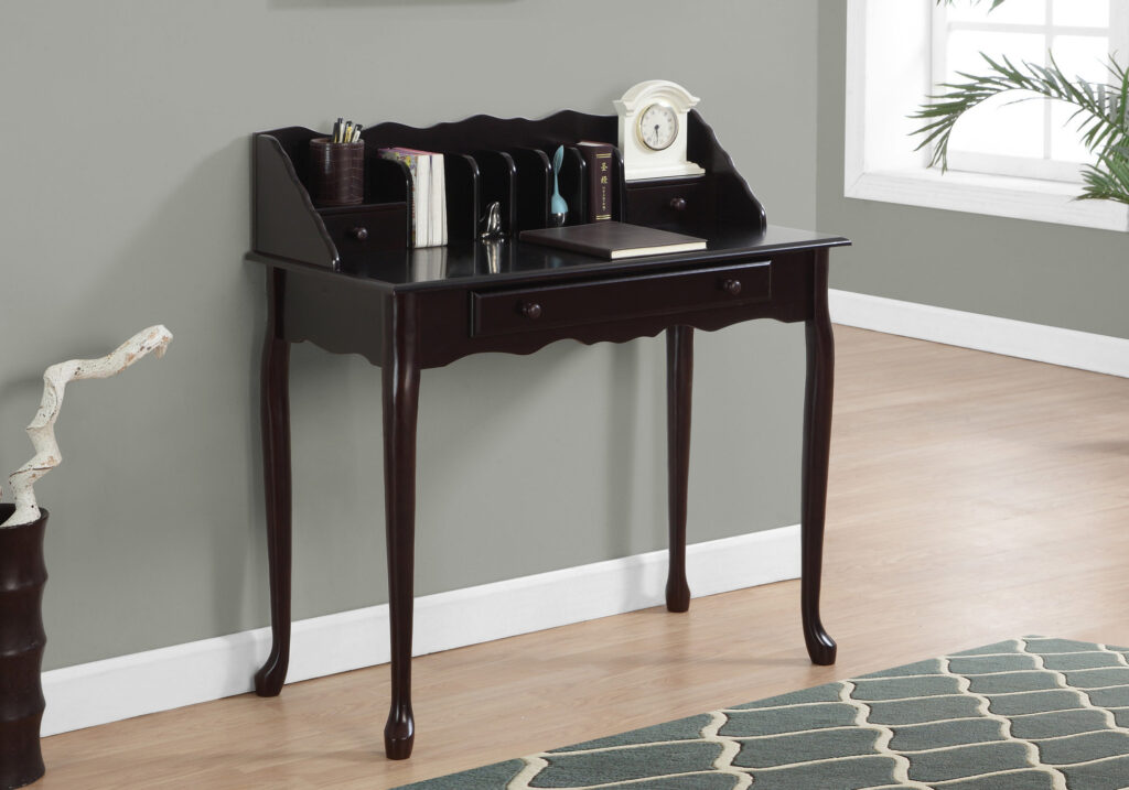 Computer Desk, Home Office, Laptop, Storage Drawers, 36″L, Work, Brown Wood, Traditional