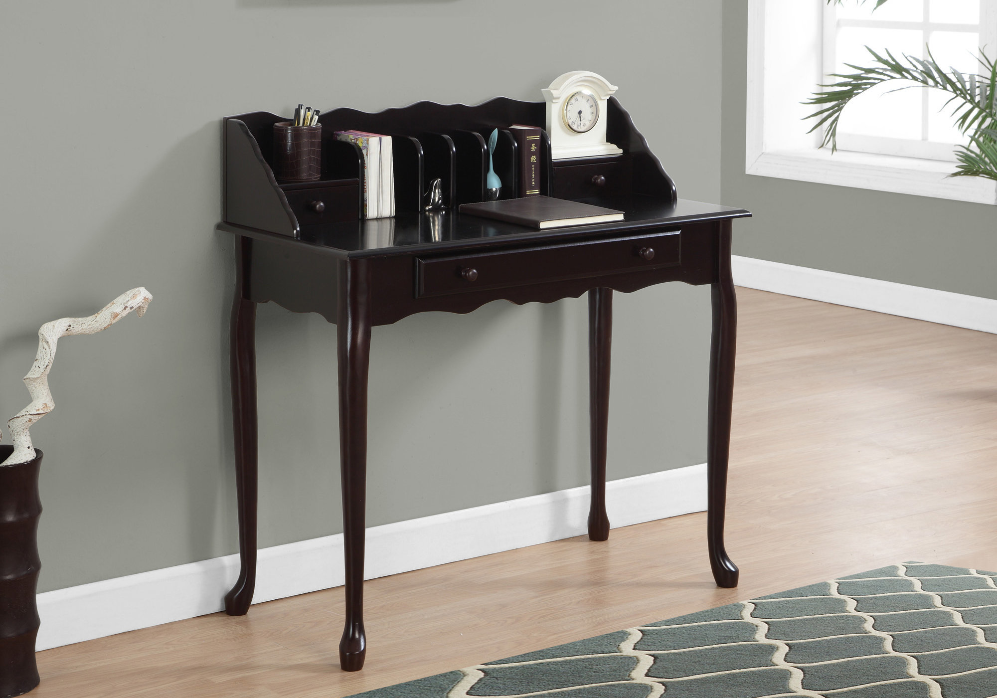 Computer Desk, Home Office, Laptop, Storage Drawers, 36″L, Work, Brown Wood, Traditional