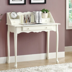Antique white traditional computer desk