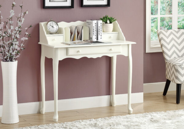 Antique white traditional computer desk