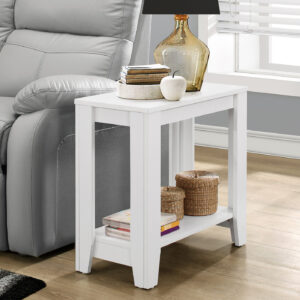 Accent Table, Side, End, Nightstand, Lamp, Living Room, Bedroom, White Laminate, Transitional