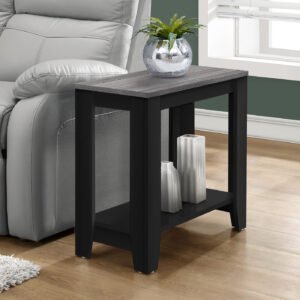 Accent Table, Side, End, Nightstand, Lamp, Living Room, Bedroom, Black And Grey Laminate, Transitional