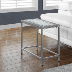 Accent Table, Side, End, Nightstand, Lamp, Living Room, Bedroom, Blue Tile, Grey Metal, Transitional