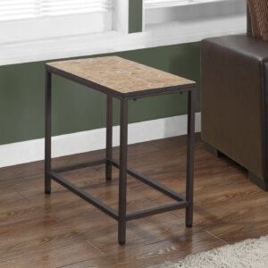 Accent Table, Side, End, Nightstand, Lamp, Living Room, Bedroom, Brown Tile, Brown Metal, Transitional