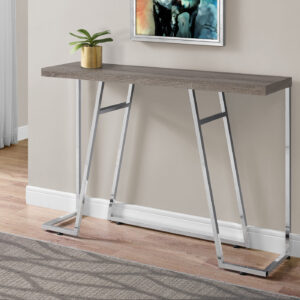 Accent Table, Console, Entryway, Narrow, Sofa, Living Room, Bedroom, Brown Laminate, Chrome Metal, Contemporary, Modern