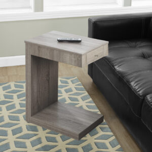 Accent Table, C-shaped, End, Side, Snack, Storage Drawer, Living Room, Bedroom, Brown Laminate, Contemporary, Modern