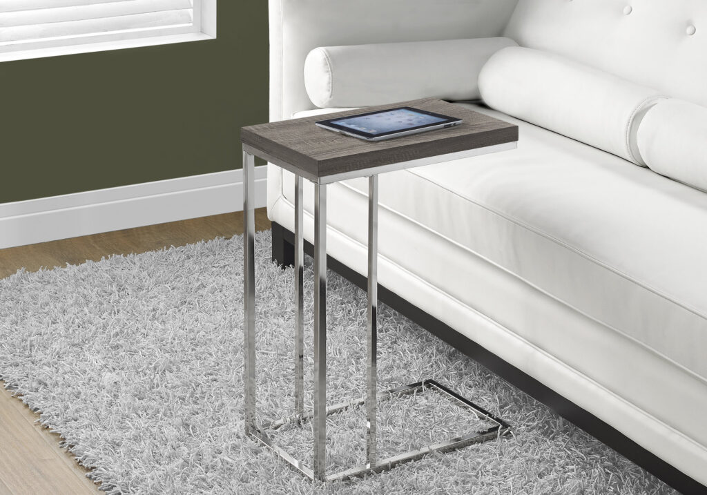 Dark taupe metal chrome accent table