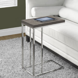 Dark taupe metal chrome accent table