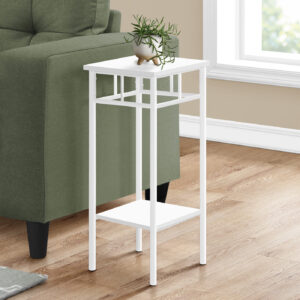 Accent Table, Side, End, Plant Stand, Square, Living Room, Bedroom, White Laminate, White, Contemporary, Modern