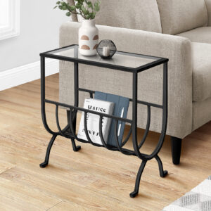 Black metal glass accent table