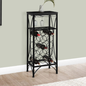 Home Bar, Wine Rack, Black Metal, Transitional