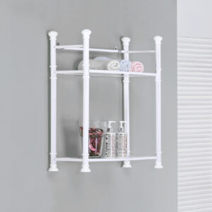 Bathroom Accent, Shelves, Storage, Tempered Glass, White Metal, Contemporary, Modern