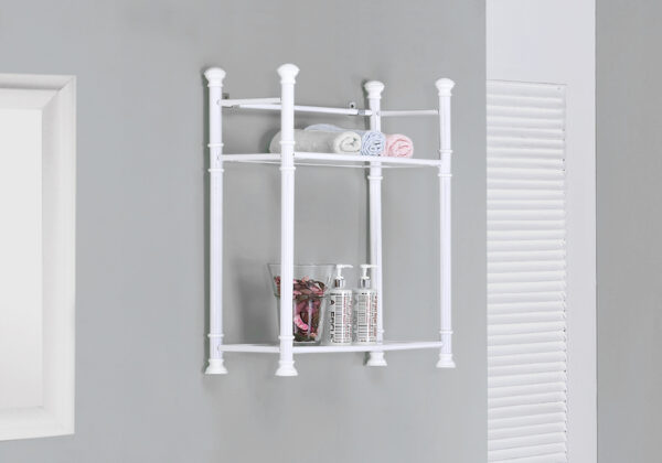 Bathroom Accent, Shelves, Storage, Tempered Glass, White Metal, Contemporary, Modern