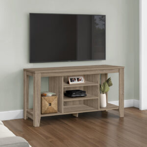Tv Stand, 48 Inch, Console, Media Entertainment Center, Storage Shelves, Living Room, Bedroom, Brown Laminate, Contemporary, Modern