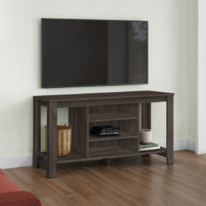Tv Stand, 48 Inch, Console, Media Entertainment Center, Storage Shelves, Living Room, Bedroom, Brown Laminate, Contemporary, Modern