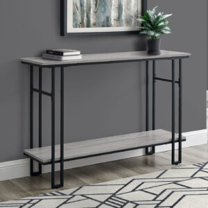Accent Table, Console, Entryway, Narrow, Sofa, Living Room, Bedroom, Grey Laminate, Black Metal, Contemporary, Modern