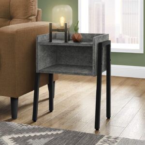 Accent Table, Side, End, Nightstand, Lamp, Living Room, Bedroom, Grey Laminate, Black Metal, Contemporary, Modern